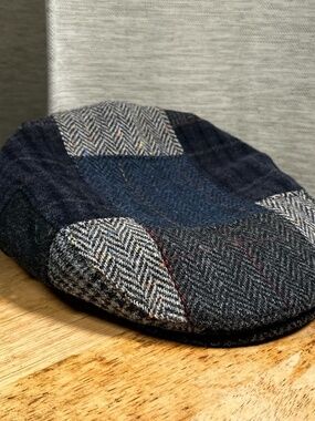 Mucros Weavers Workshop Wool Patchwork Trinity Newsboy Cap Hat Mens XL